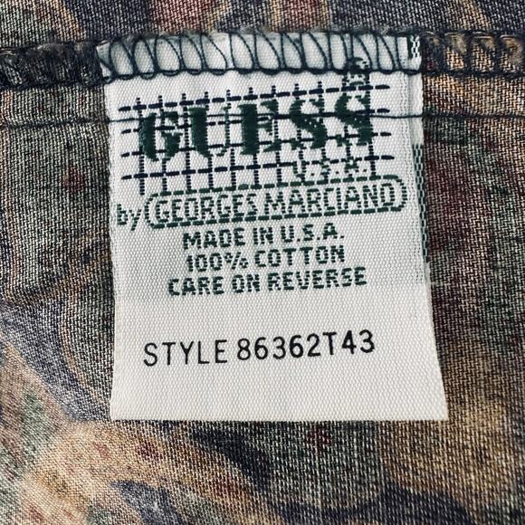 VTG Guess By Marciano Shirt Mens Med Floral Brown Paisley Made USA Button Pocket - Picture 5 of 7